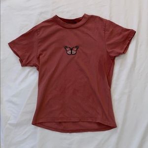 BRAND NEW Brandy Melville pink butterfly Helen top